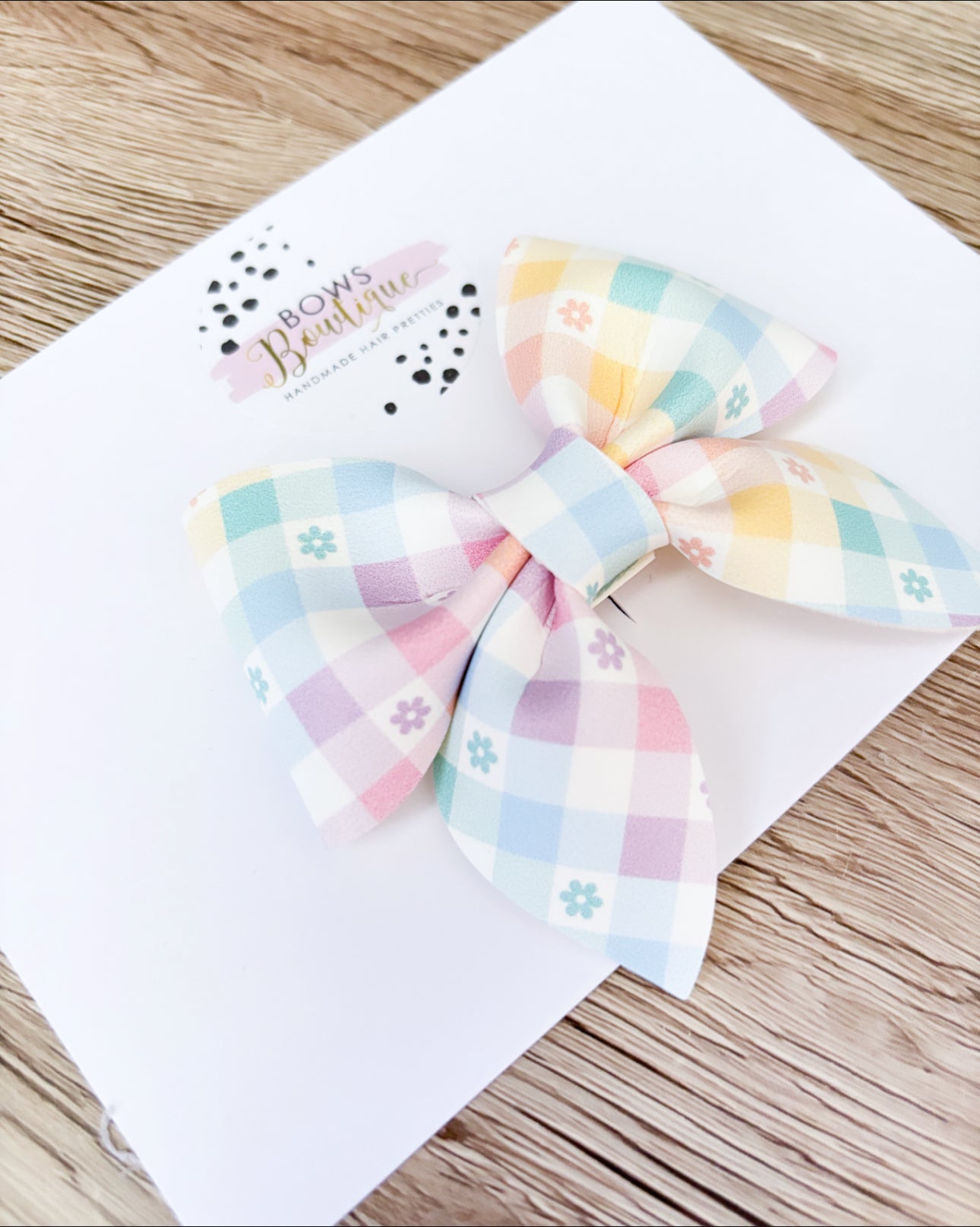 Pastel Checked Pinch Bow