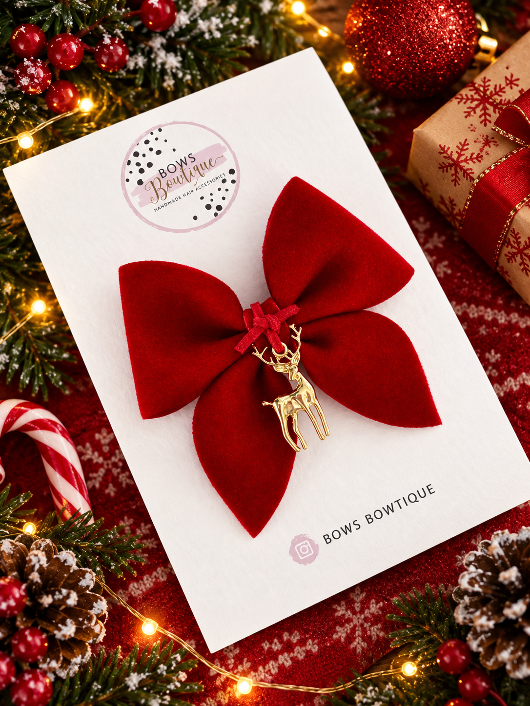 Lux Red Velvet Pinch Bow