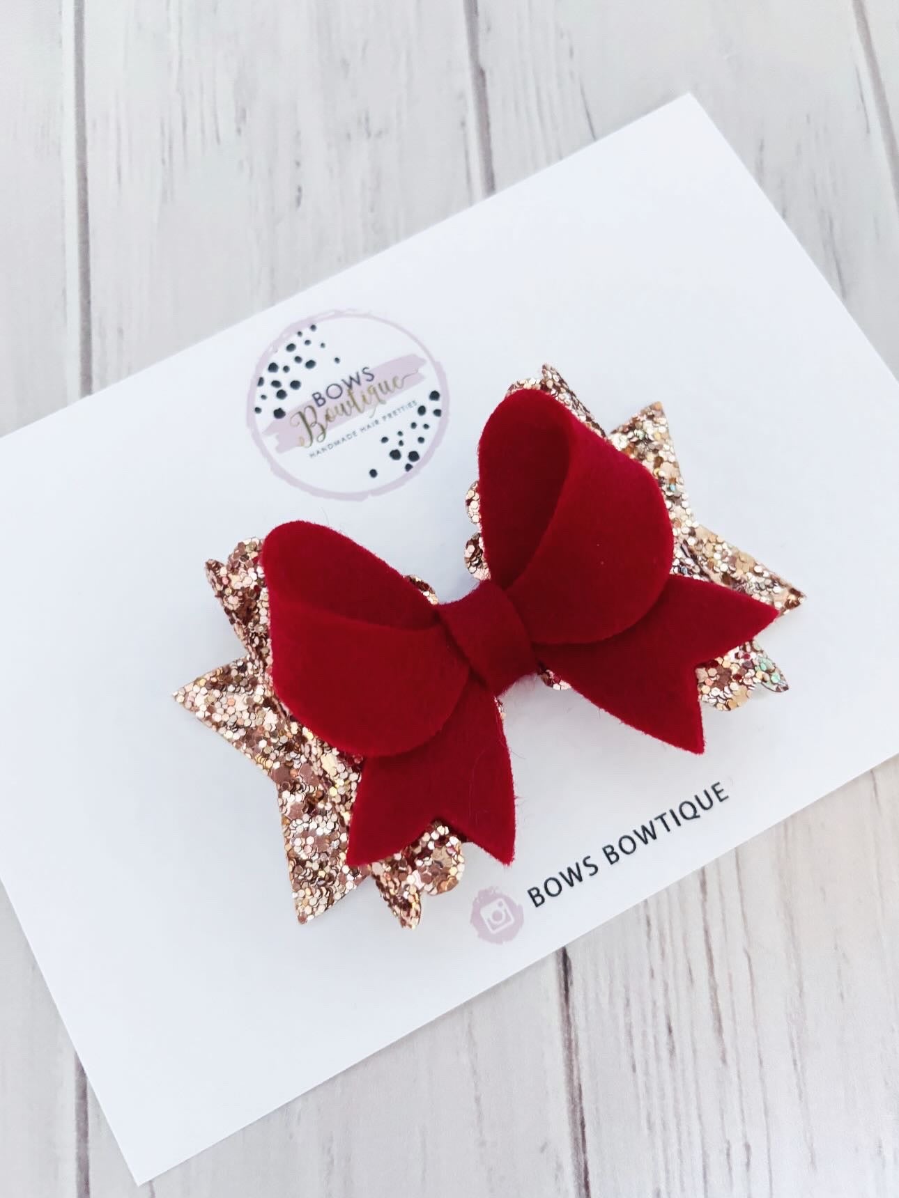 Rose Gold & Red Bow