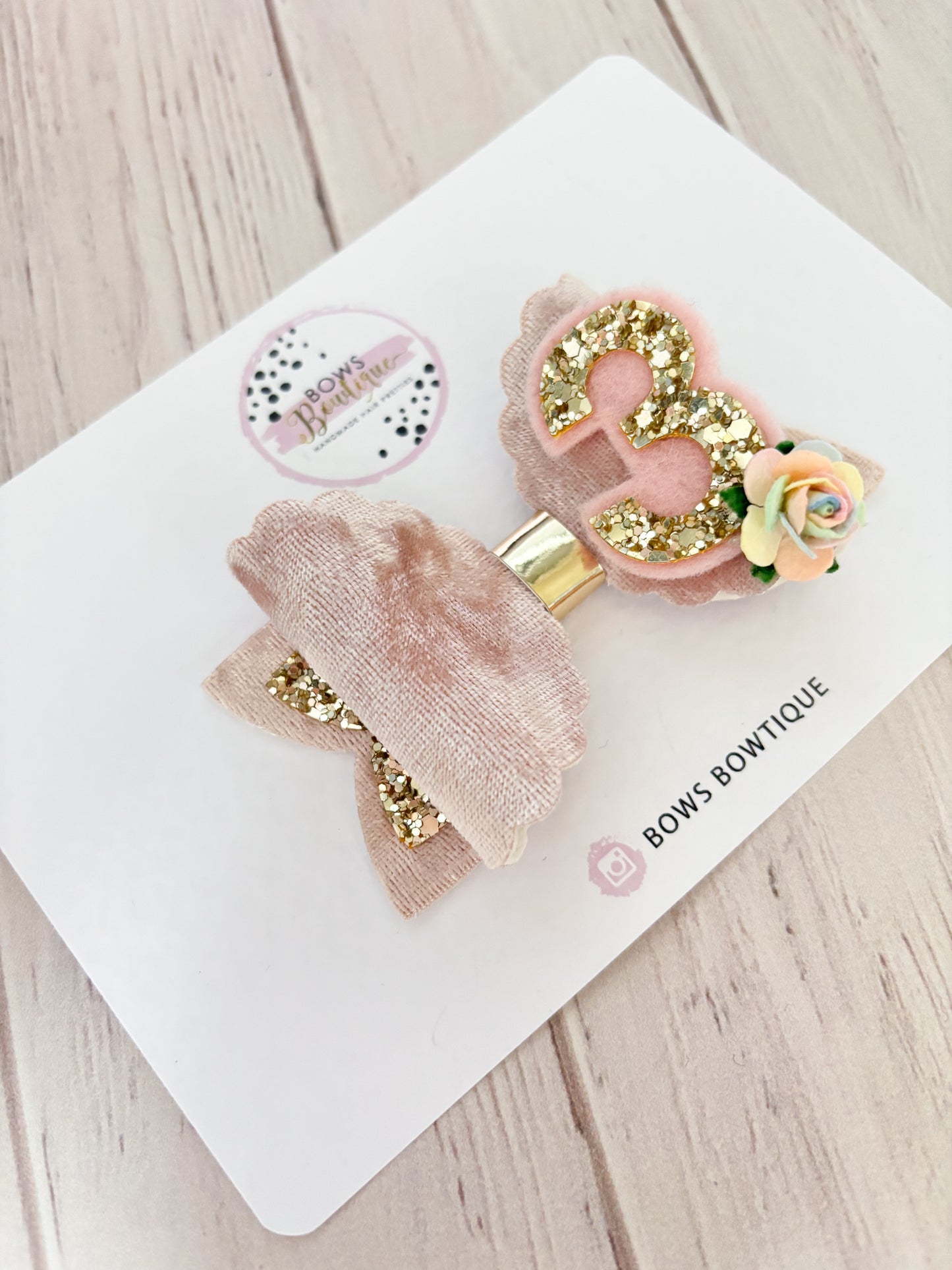 Crushed Pink Velvet Birthday Bow