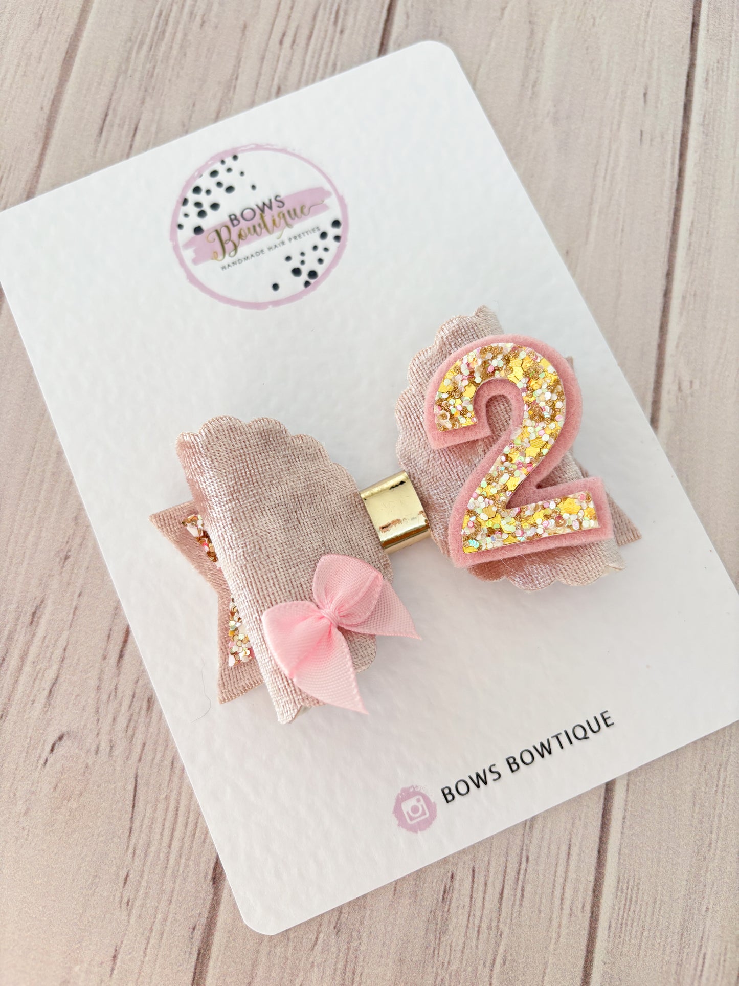 Pink Crushed Velvet Birthday Bow