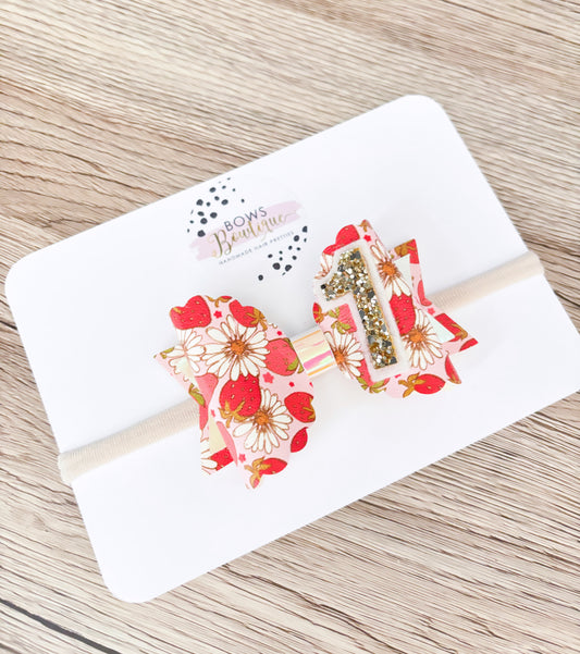 Strawberry Birthday Bow