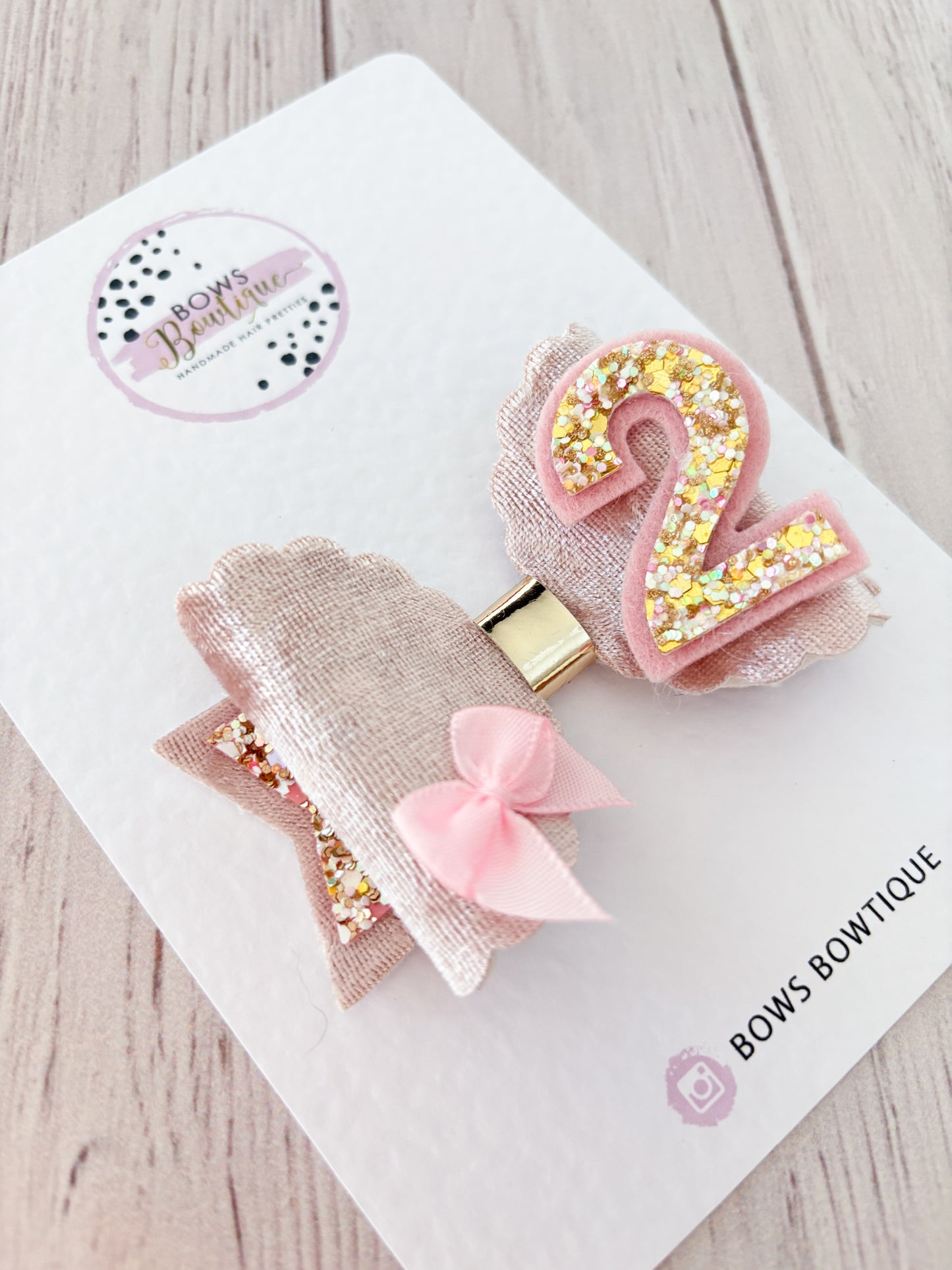 Pink Crushed Velvet Birthday Bow