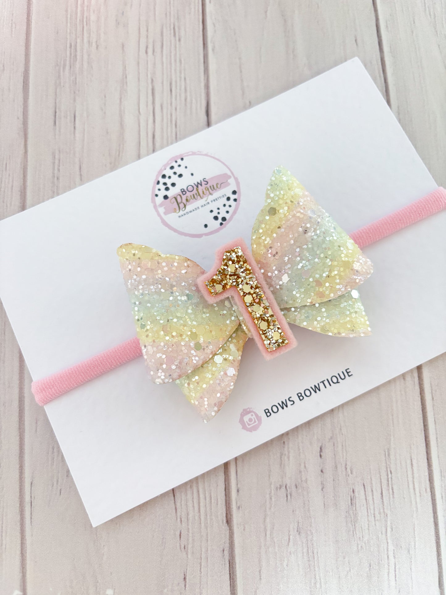 Pastel Rainbow Birthday Bow
