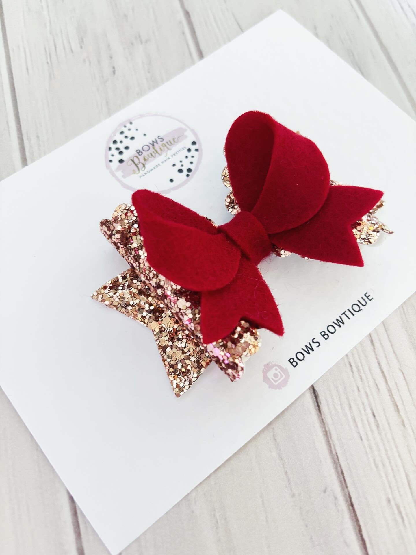 Rose Gold & Red Bow