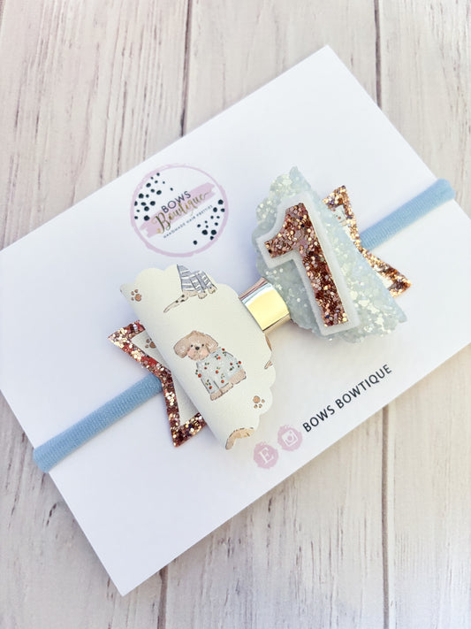 Puppy Birthday Party Bow Set