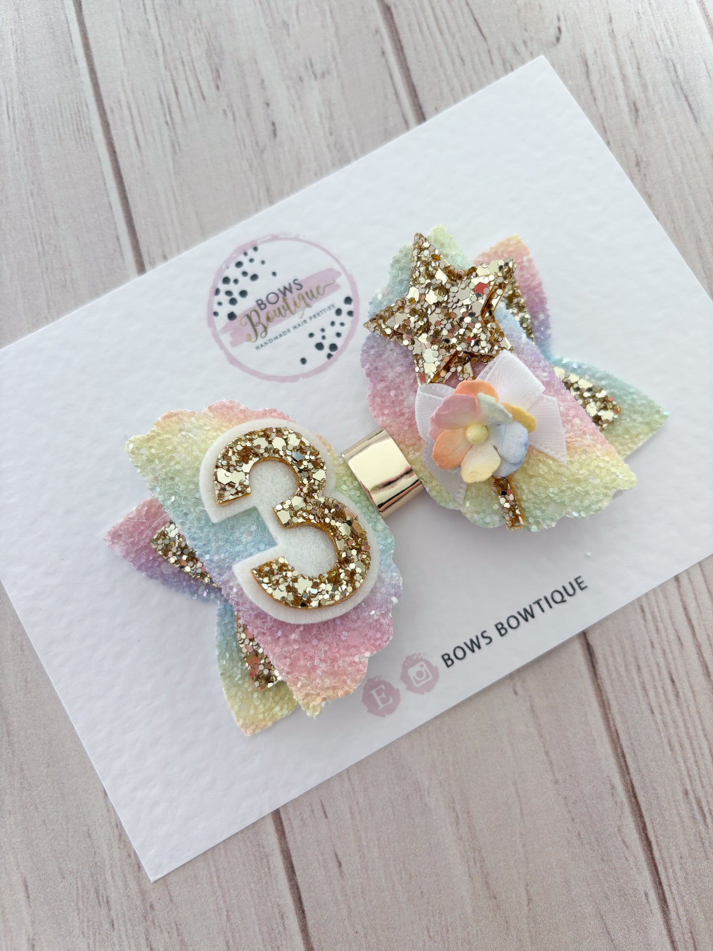 Rainbow Wishes Birthday Bow
