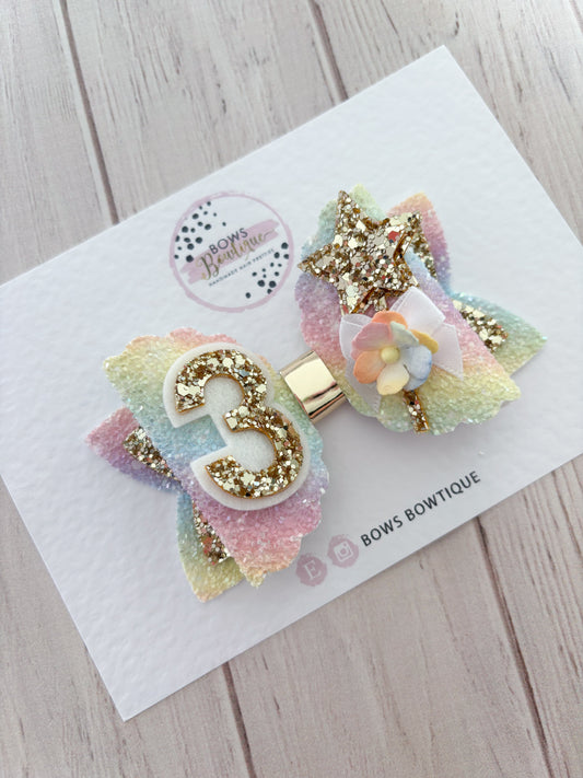 Rainbow Wishes Birthday Bow