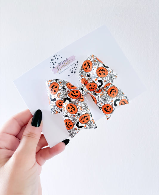 Pumpkin Webs Twirl Bow