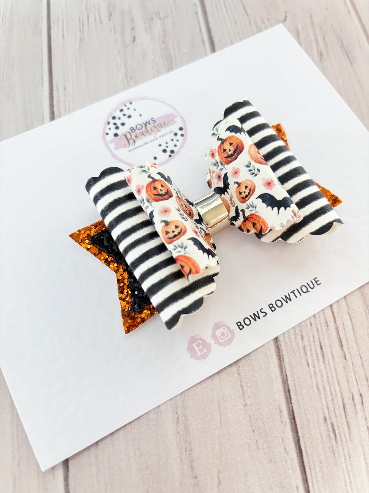 Halloween Pumpkin Stripes Hair Bow