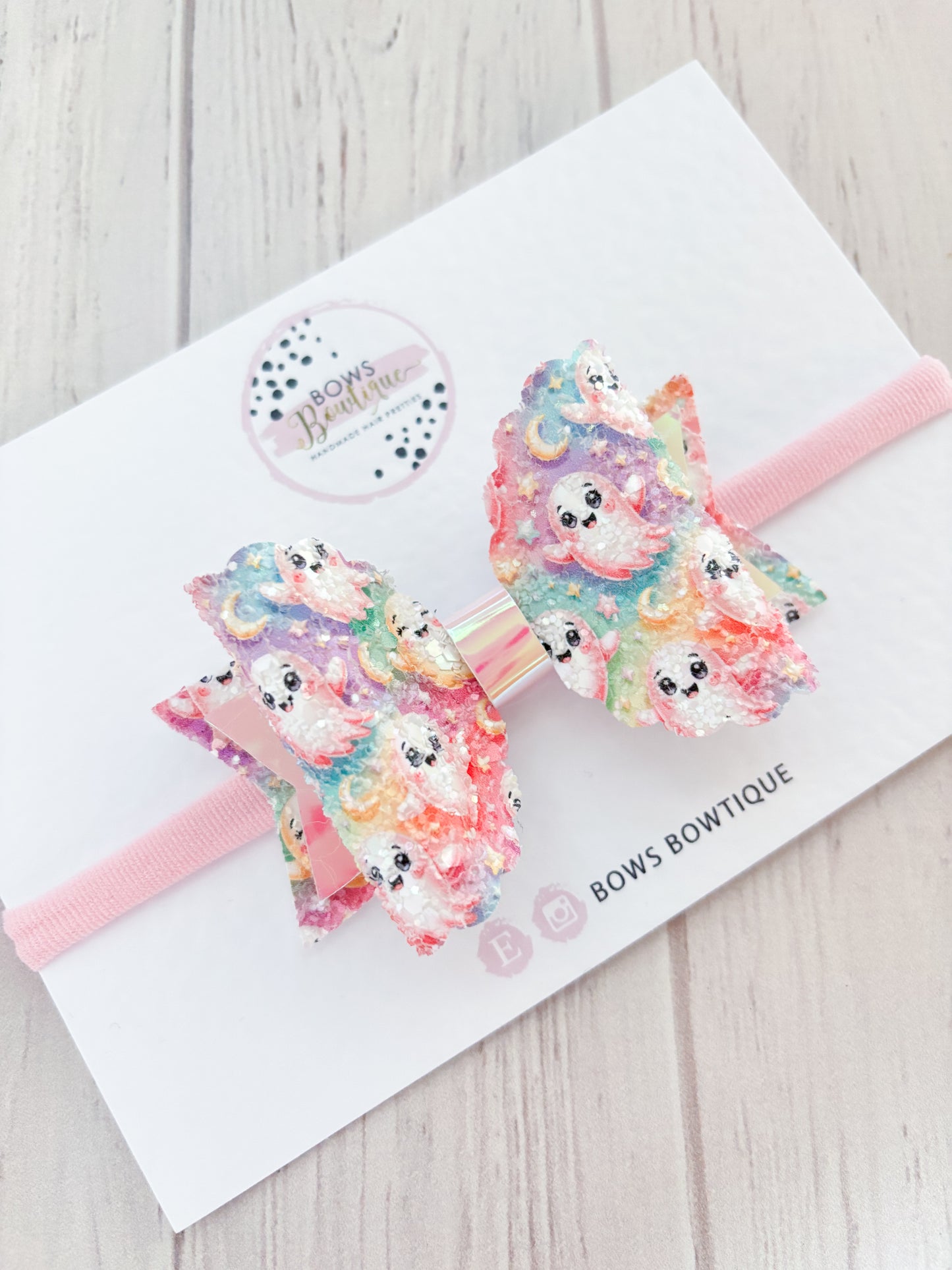 Glitter Pastel Ghost Hair Bow